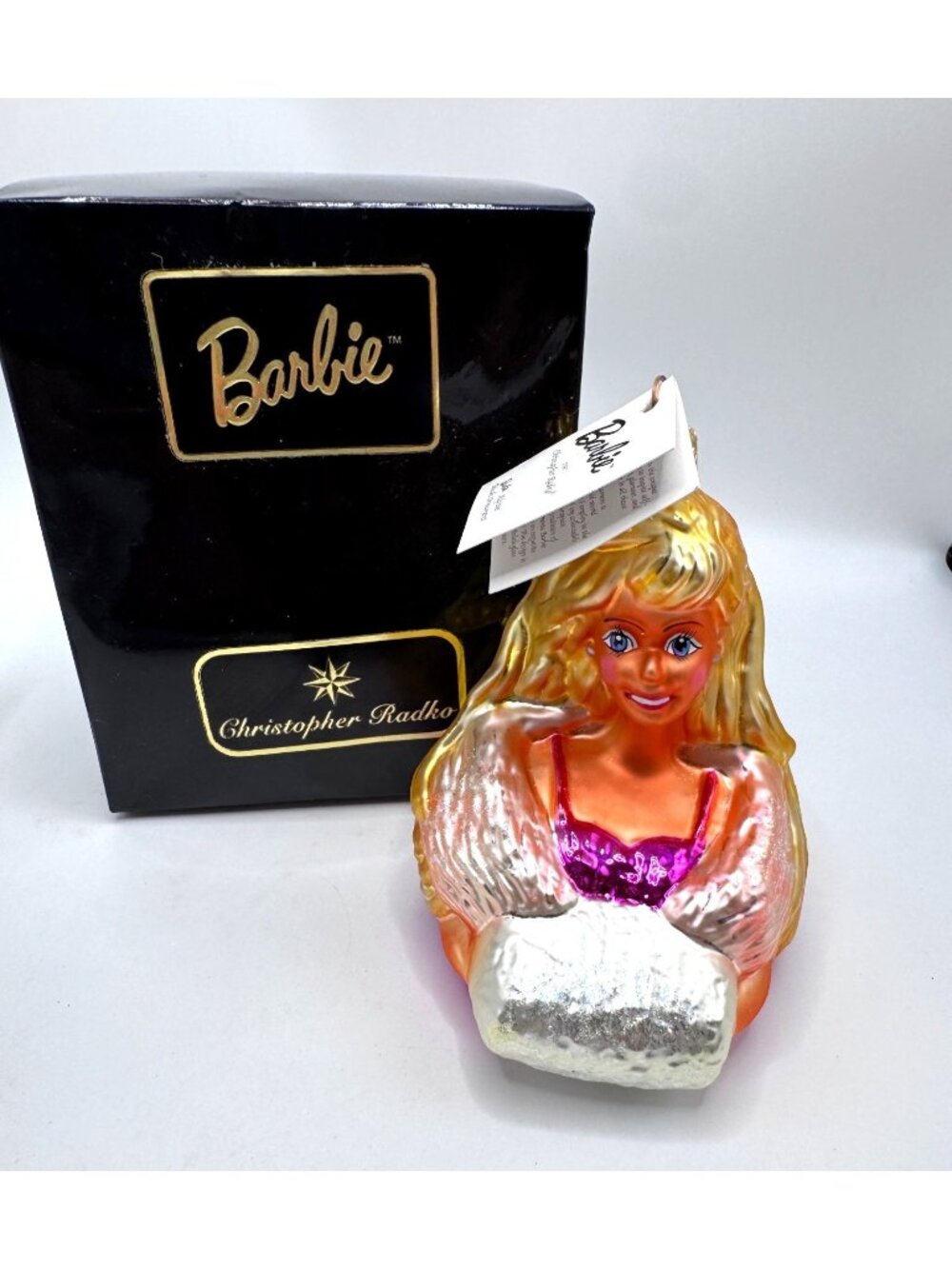 1997 Christopher Radko Barbie Alpine Blush Glass Ornament Original Box